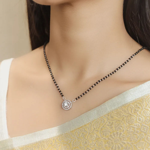 Tassya  Silver Halo Spark Mangalsutra