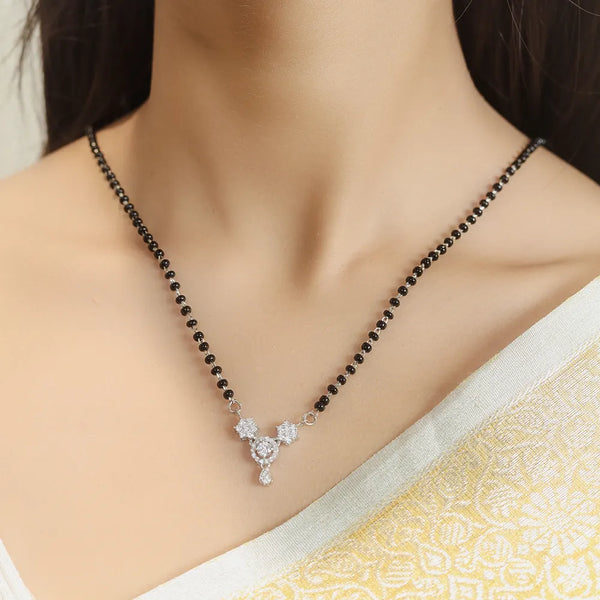 Silver Love's Blossom Mangalsutra