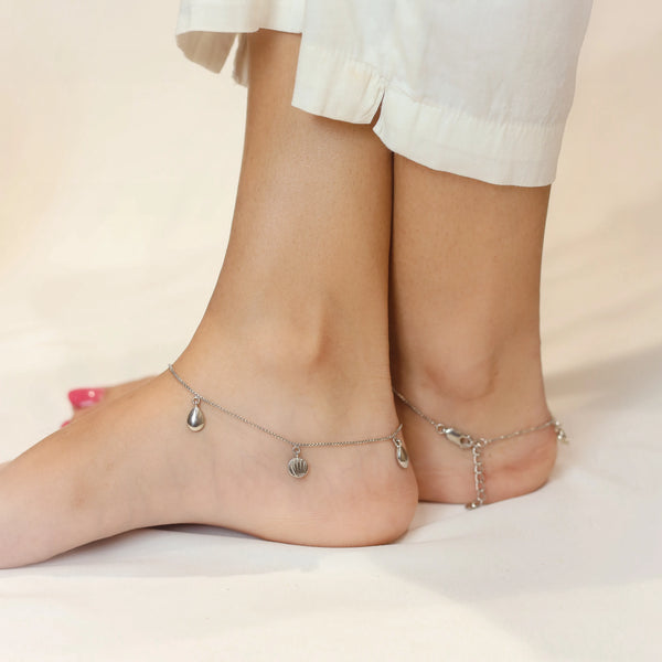 Silver Pearlescent Grace Anklet