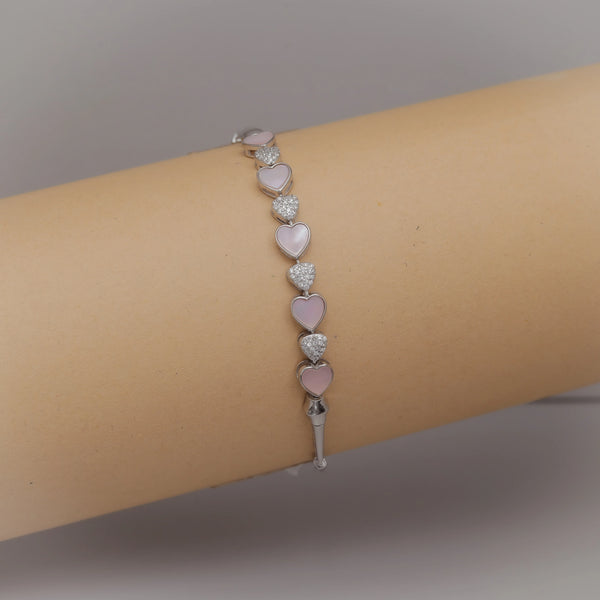 925 Silver Lumi Pink Heart Bracelet