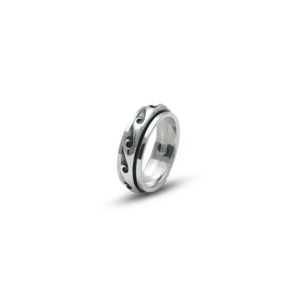 Silver Oxidized Wave Design Band Ring - tassyasilver.com
