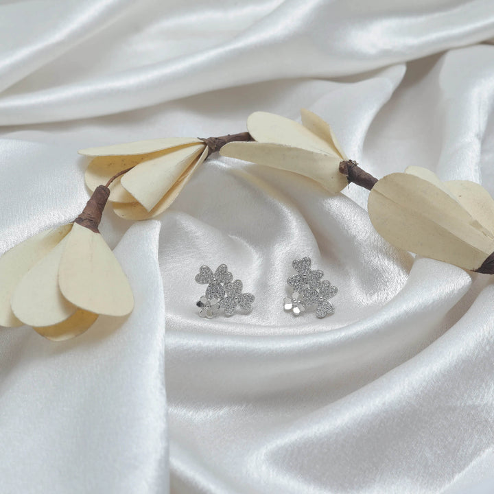 Silver Nature Inspired Floral Bunch Earrings - tassyasilver.com