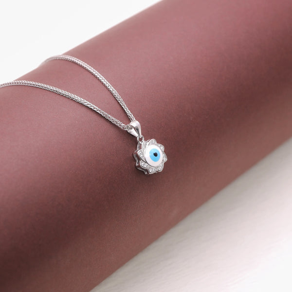 Silver Lotus Eye Chain Pendant