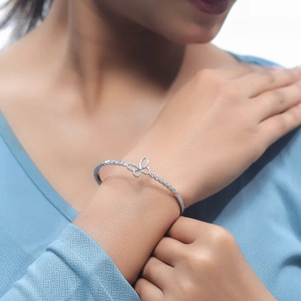 Silver Diamond Butterfly Kada