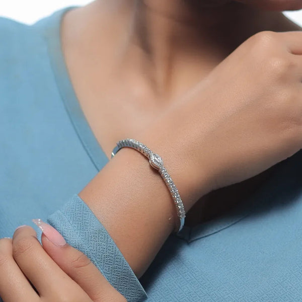 Silver Simply Diamond Halo Kada