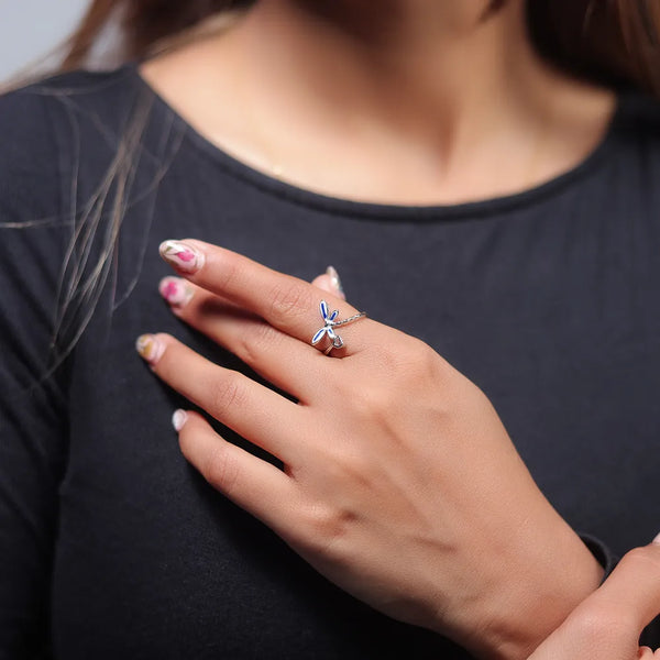 Silver Midnight Flutter Butterfly Ring