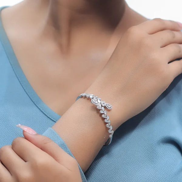Silver Leafy Elegance Diamond Kada