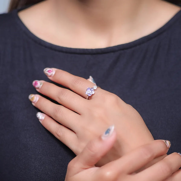 Silver Petal Whisper Ring