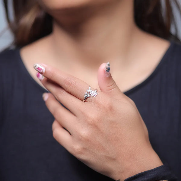 Silver Blossom Vine Ring
