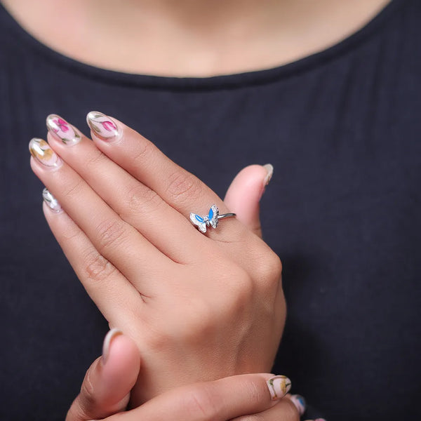 Silver Azure Flutter Ring