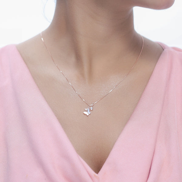 Rose Gold Duo Butterfly Chain Pendant
