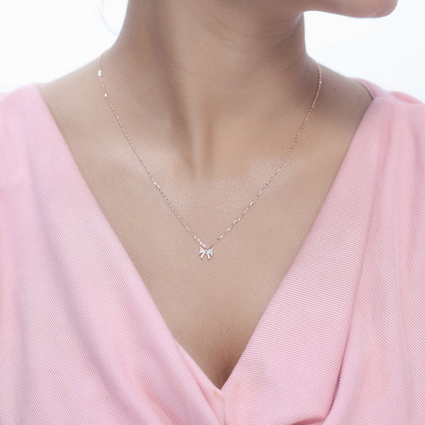 Rose Gold Dainty Bow Chain Pendant