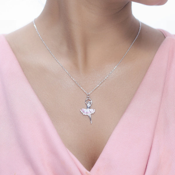 Silver Ballerina Sparkle Chain Pendant