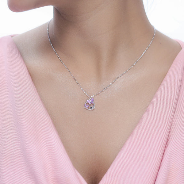 Purple Butterfly Chain Pendant