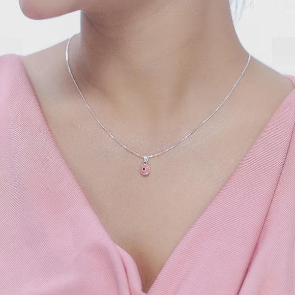 925 Sterling SilverPink Evil Eye Pendant Chain