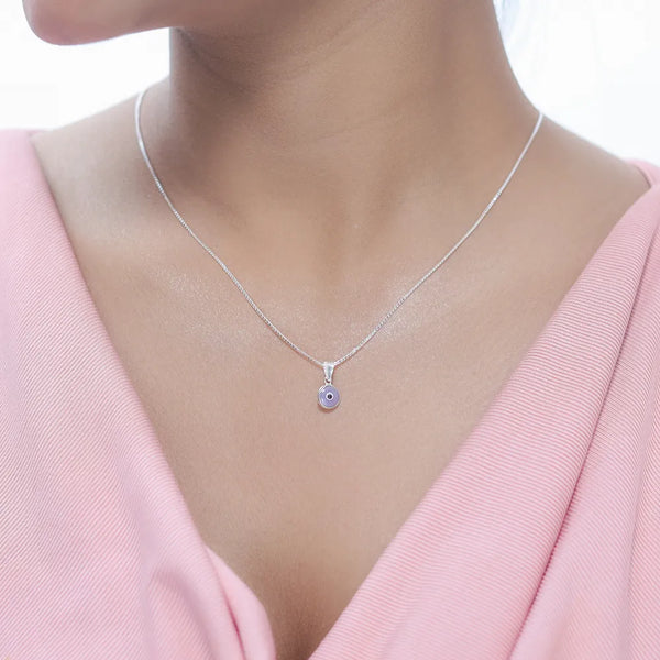 925 Sterling Silver Purple Evil Eye Pendant Chain