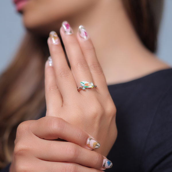 Silver Sunset Feather Ring