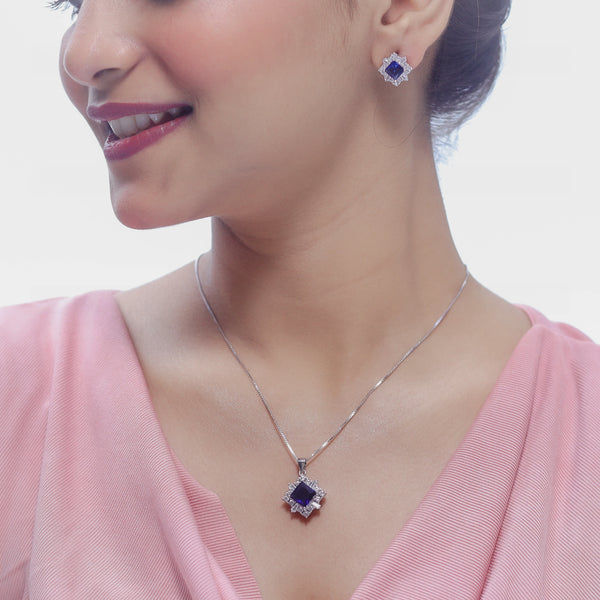 Blue Star Silver Chain Pendant Top