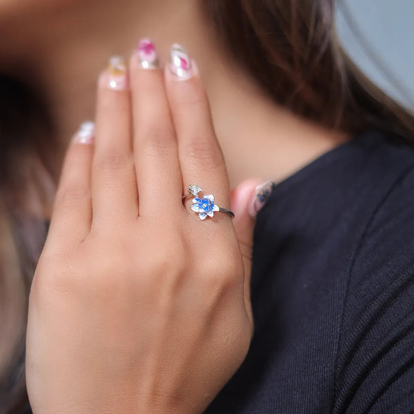 Silver Blossom Charm Ring