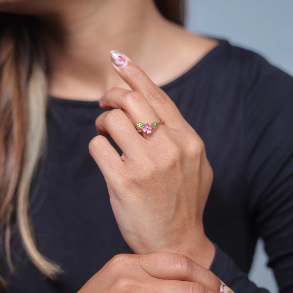 Rose Gold Pink Blossom Ring