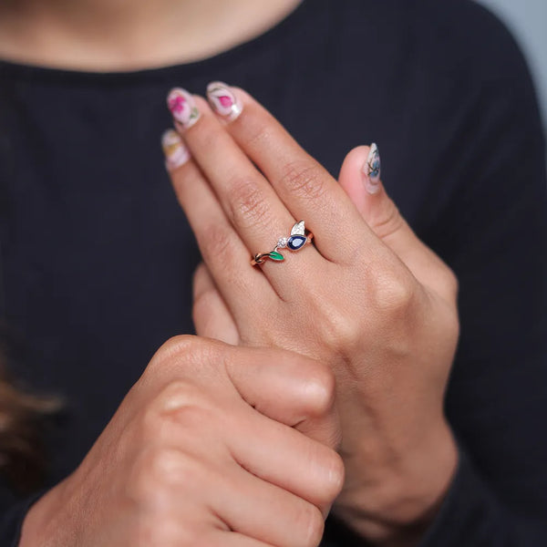 Rose Gold Midnight Bloom Ring