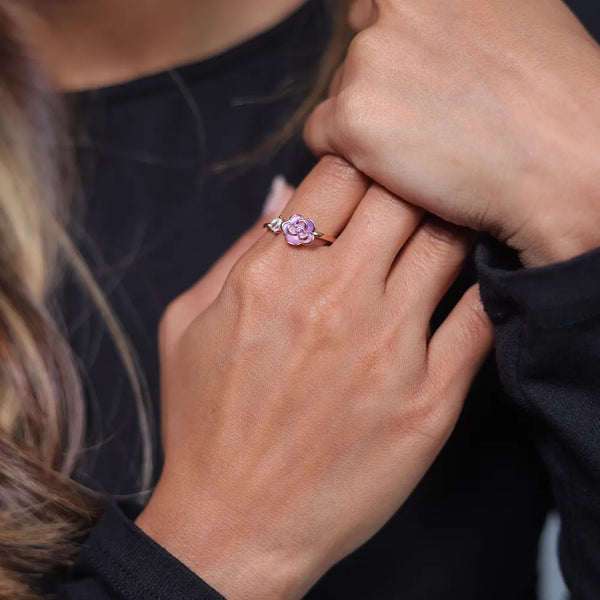 Rose Gold purple floral Ring