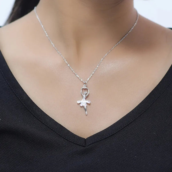 Silver Ballerina-Twirl Chain Pendant