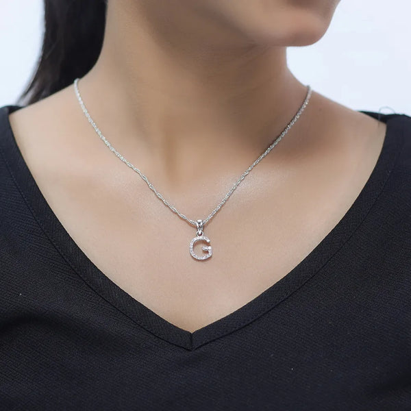 925 Sterling Silver "G" Initial Chain  Pendant For Women