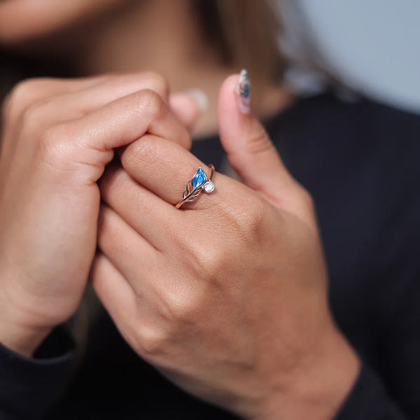 Rose Gold Sapphire Leaf Ring