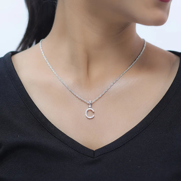 925 Sterling Silver "C" Initial Chain pendant For Women