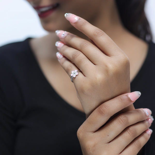925 Silver Blush Petal Ring