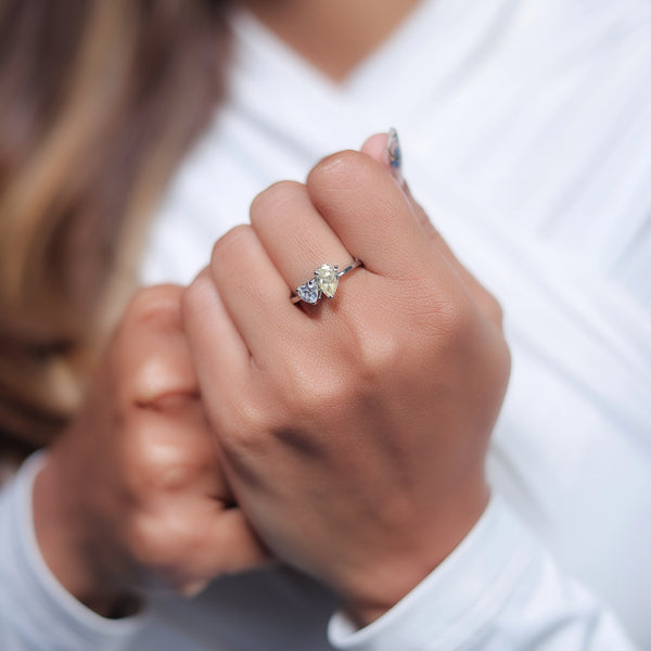 Silver Citrine Heart Ring