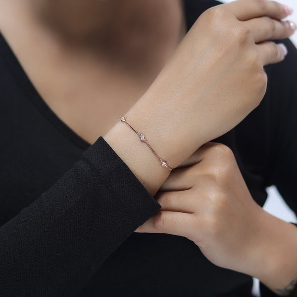 925 Silver Rose Gold Spark Circle Bracelet