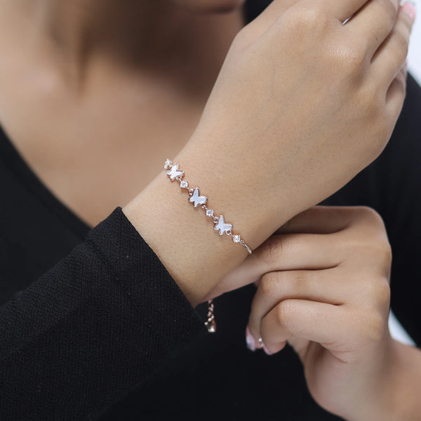 925 Silver Butterfly Sparkle Bracelet