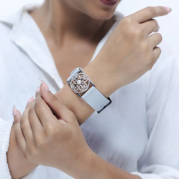 Silver Grey Bloom Pearl Watch