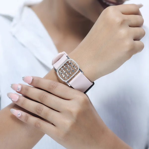 Silver Blush Honeycomb Watch