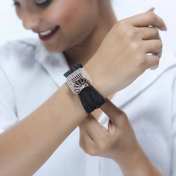 Silver Geometric Bloom Band