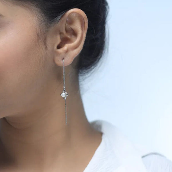 Snow Pearl Threader Earrings