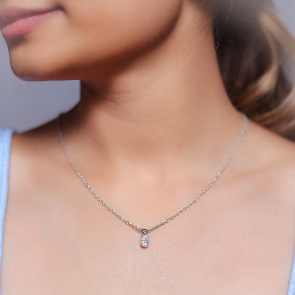Silver Classic Solitaire Diamond Chain pendant