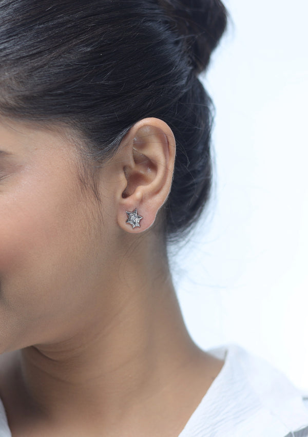 Silver 3D Star Studs