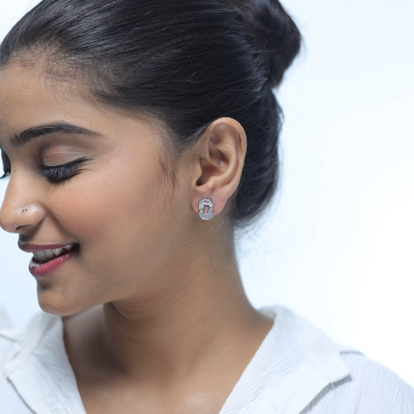925 Silver Glacial Facet Studs