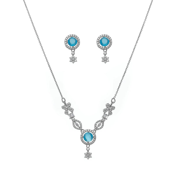 Silver Sapphire Dreams Necklace set - tassyasilver.com