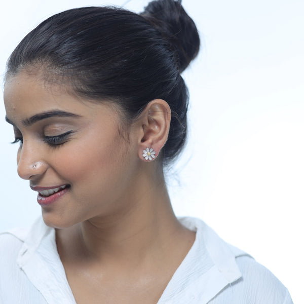 925 Sterling Silver Sunny Sparkle Daisies Earrings for Women