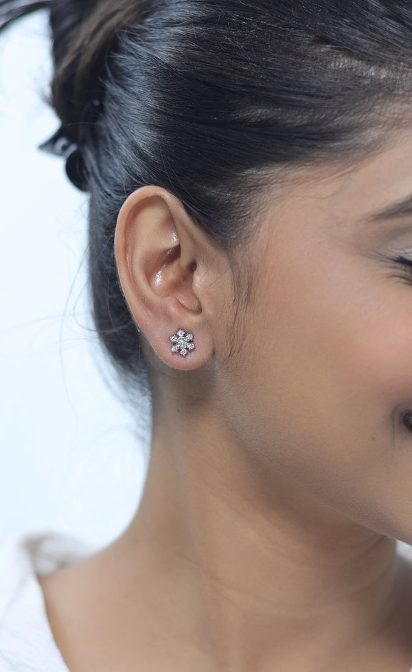 Silver Winter Diamond Snowflake Earrings