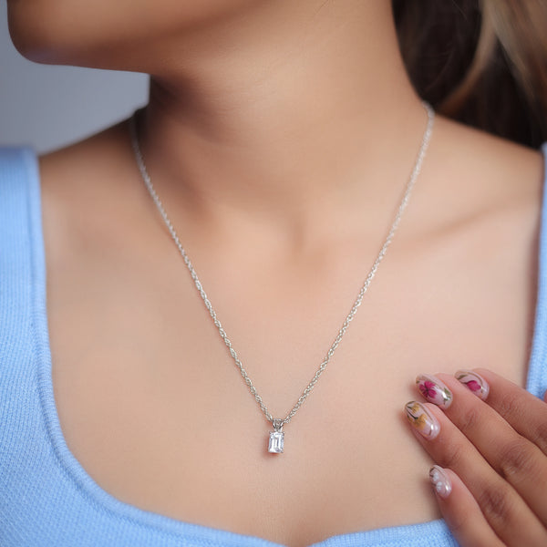 Silver Marquise Emerald Halo Chain pendant