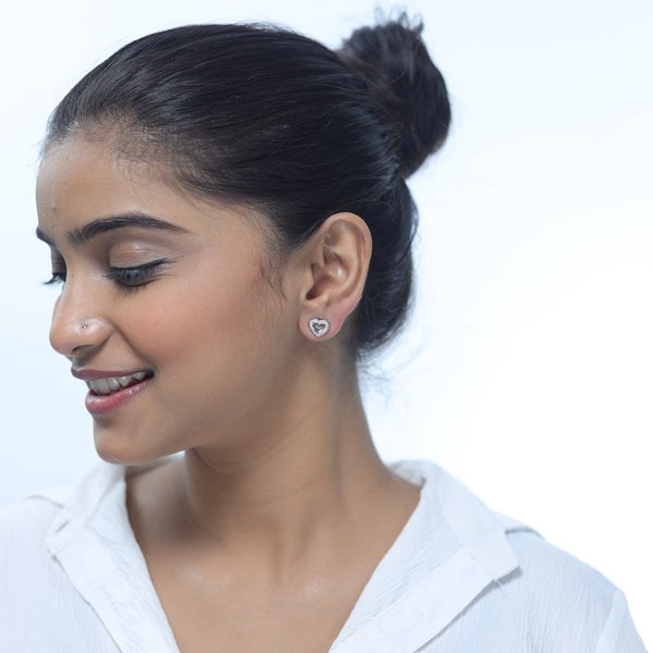 925 Silver Crystal Heartbeat Studs
