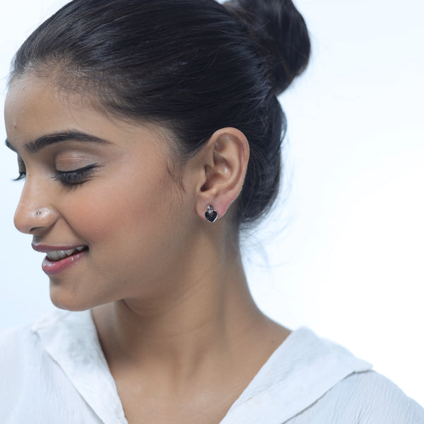 925 Silver Midnight Heart Studs