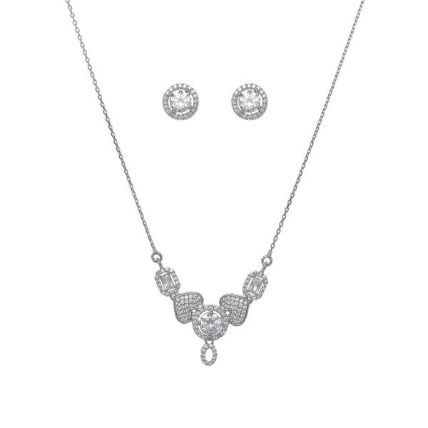 Silver Diamond Serenity Necklace Set - tassyasilver.com