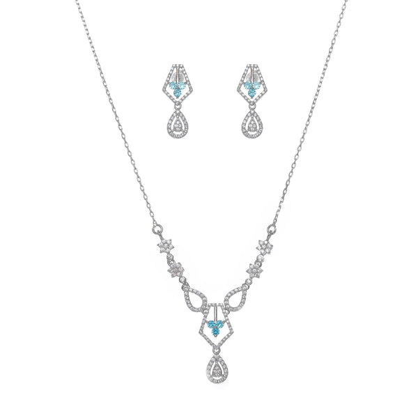 Silver Aqua Aura Necklace Set - tassyasilver.com
