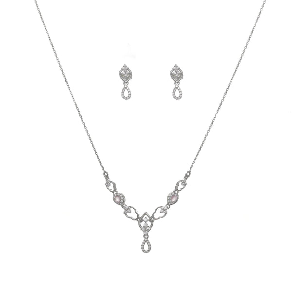 Silver Baby pink Necklace set - tassyasilver.com